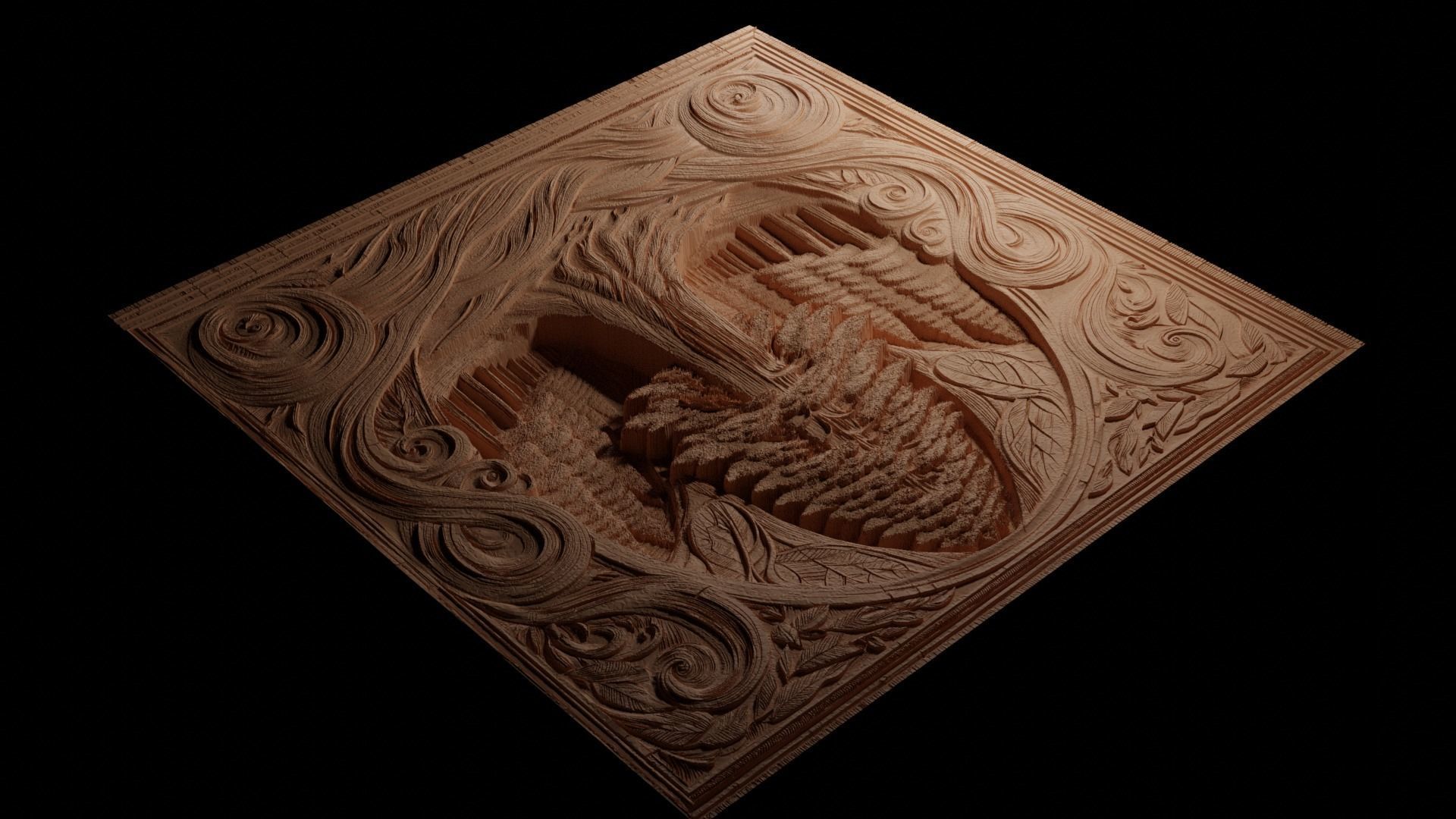 Sequoia Tree CNC 3d Print High Relief Sand Casting 3D print model_3