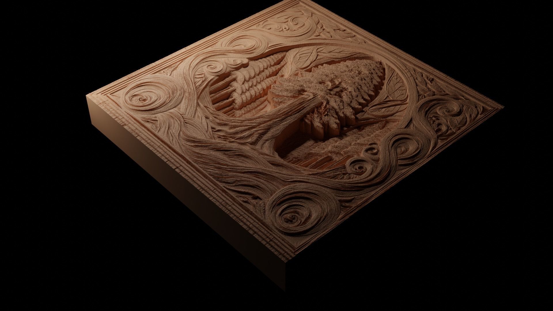 Sequoia Tree CNC 3d Print High Relief Sand Casting 3D print model_1