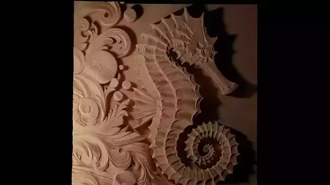 Seahorse CNC 3d Print High Relief Sand Casting 3D print model
