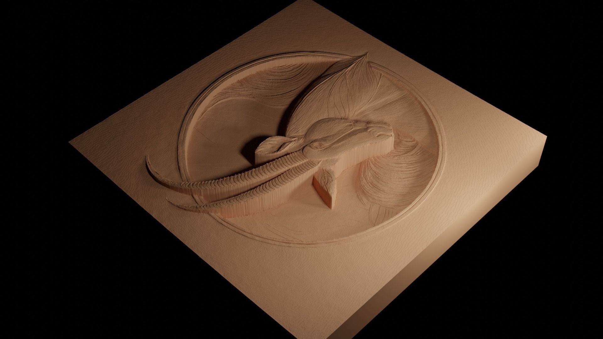 Scimitar Oryx CNC 3d Print High Relief Sand Casting 3D print model_4