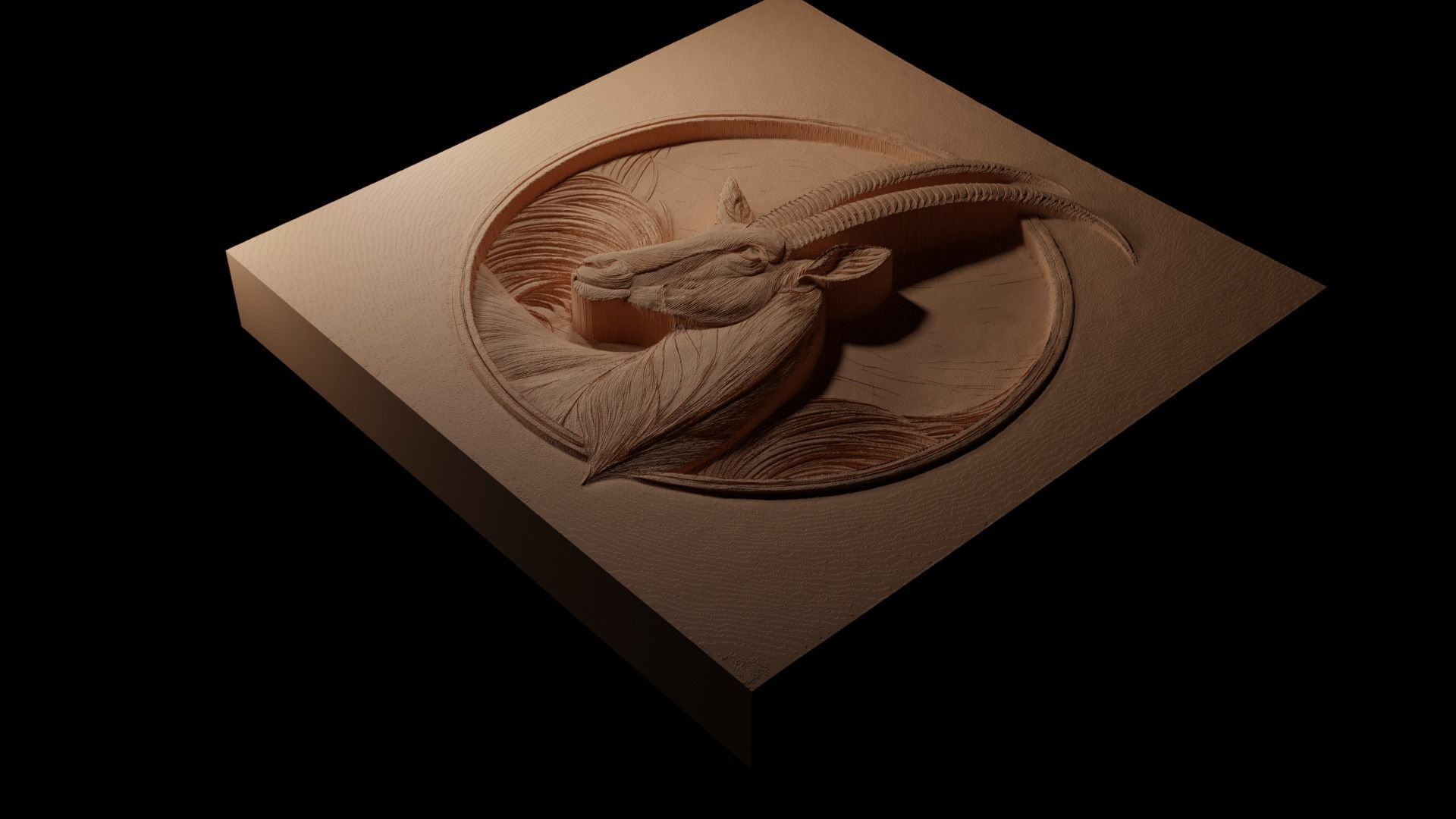 Scimitar Oryx CNC 3d Print High Relief Sand Casting 3D print model_1