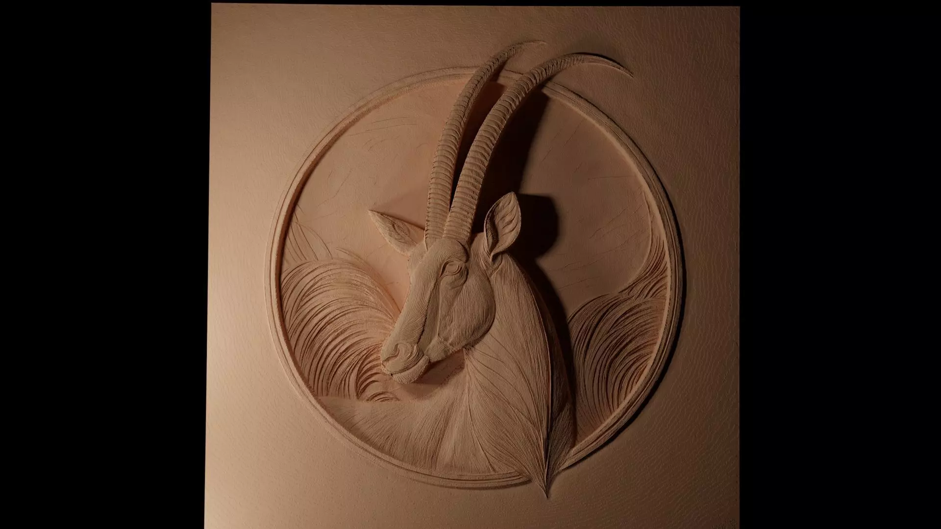 Scimitar Oryx CNC 3d Print High Relief Sand Casting 3D print model_0