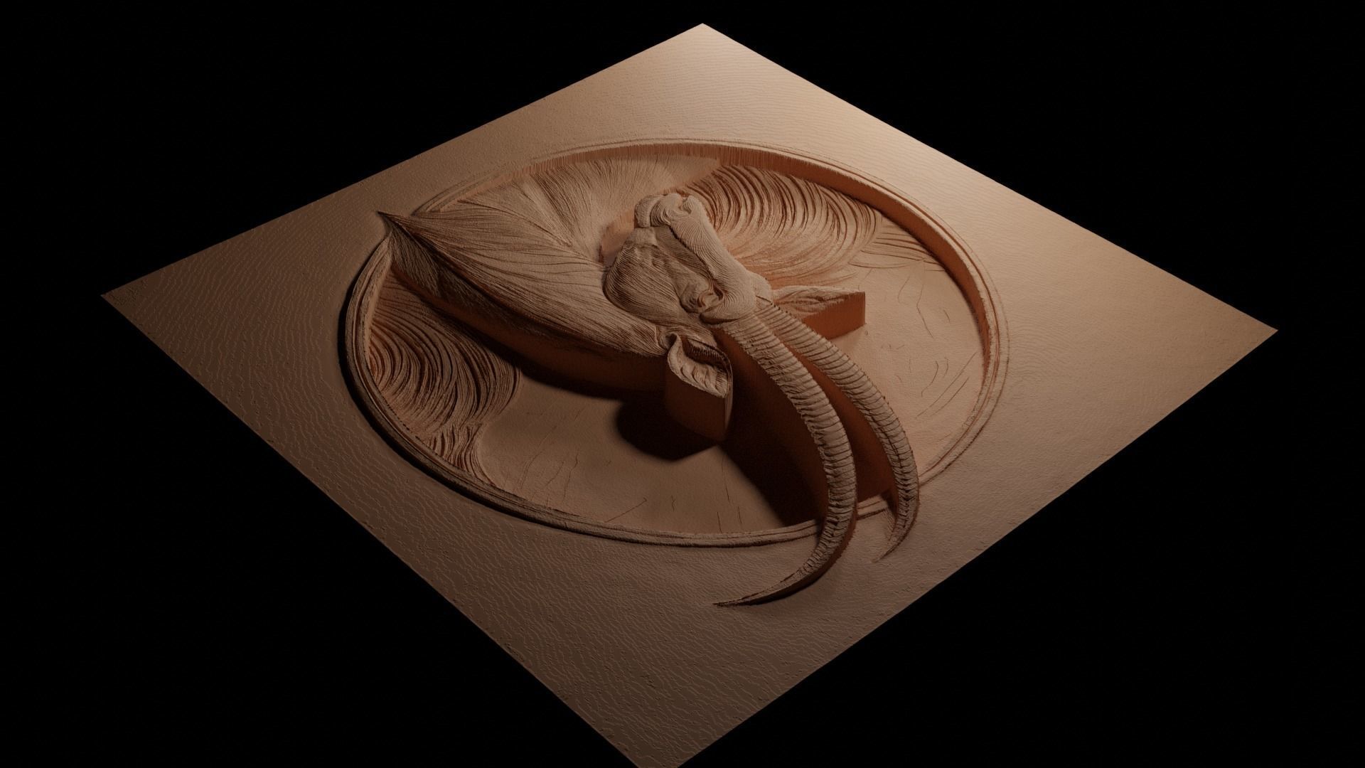 Scimitar Oryx CNC 3d Print High Relief Sand Casting 3D print model_3