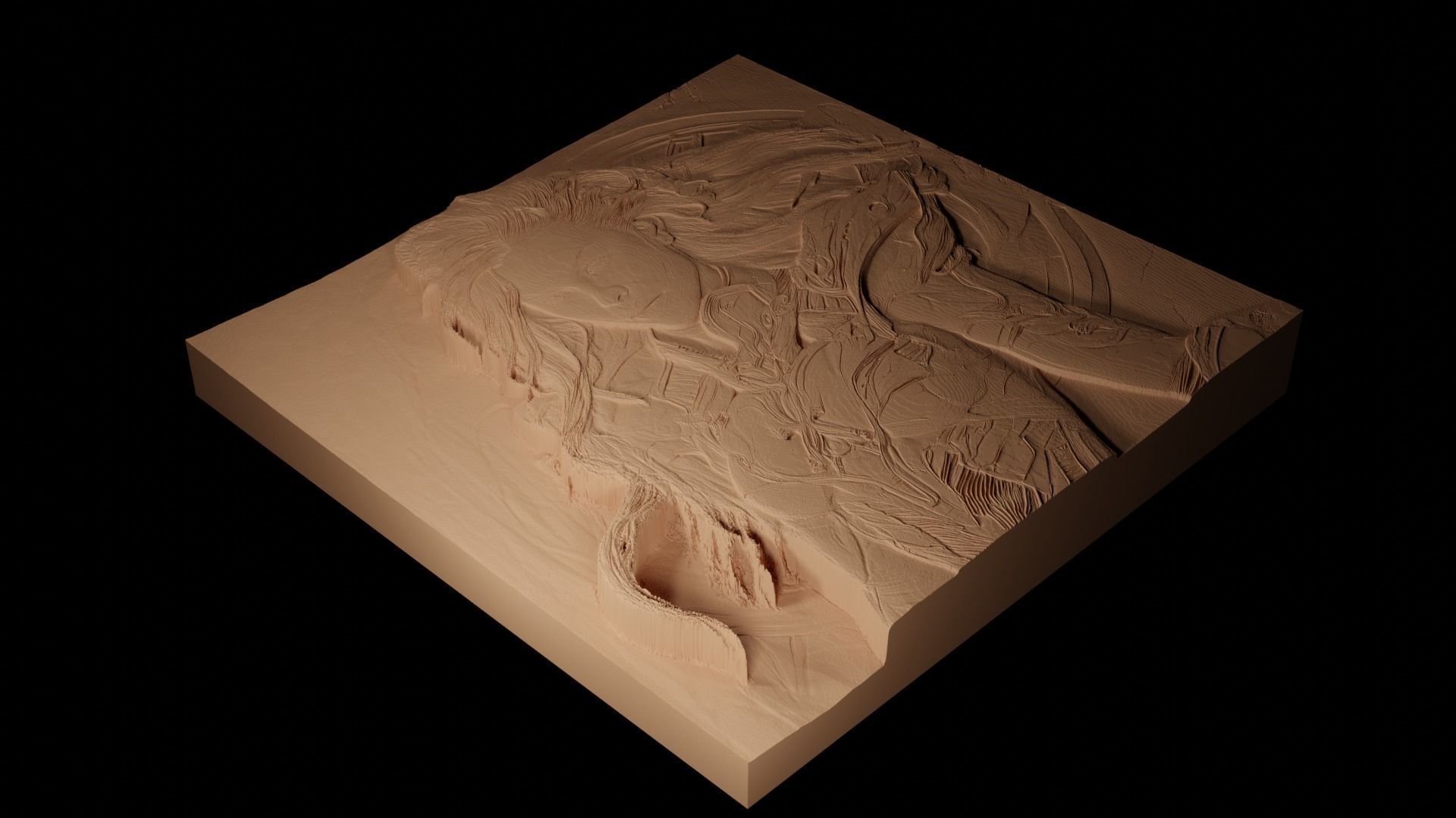 Sarah Kerrigan StarCraft CNC 3d Print High Relief Sand Casting 3D print model_2