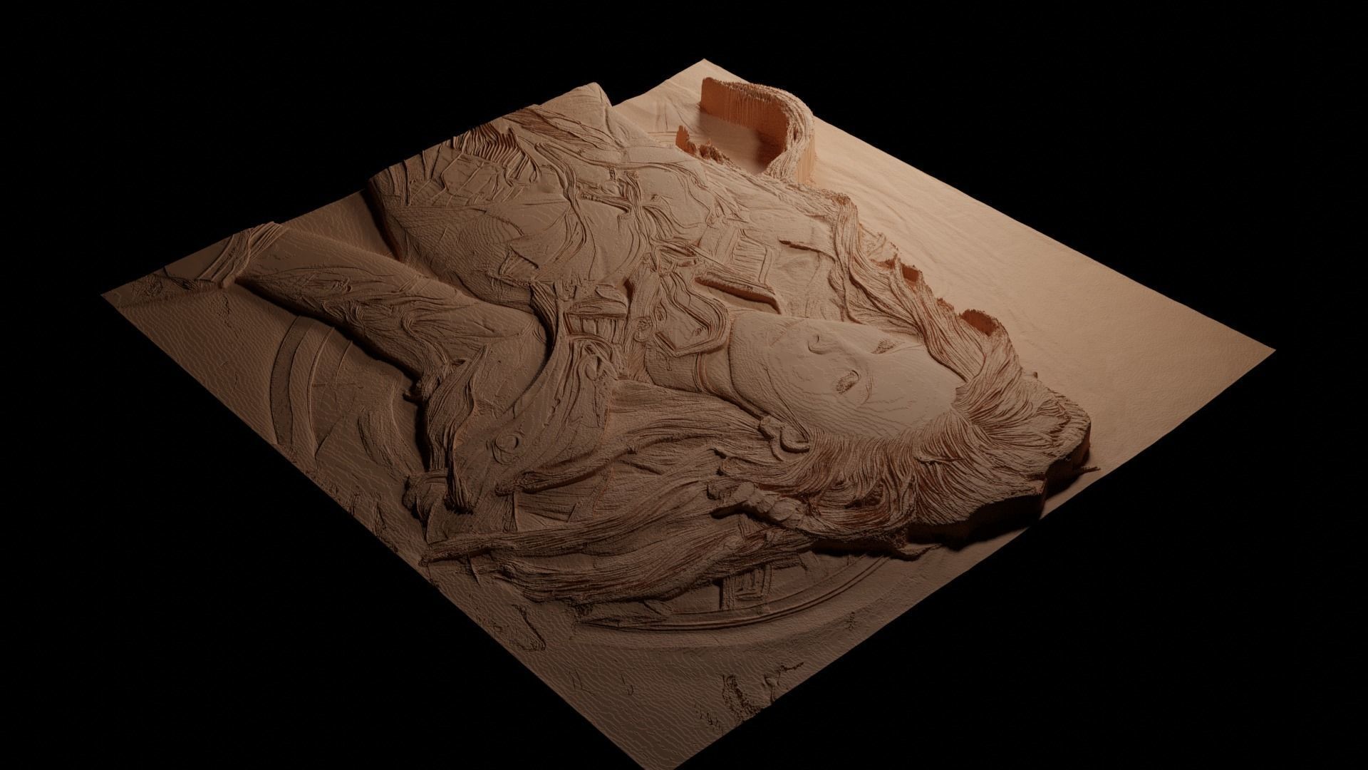 Sarah Kerrigan StarCraft CNC 3d Print High Relief Sand Casting 3D print model_3