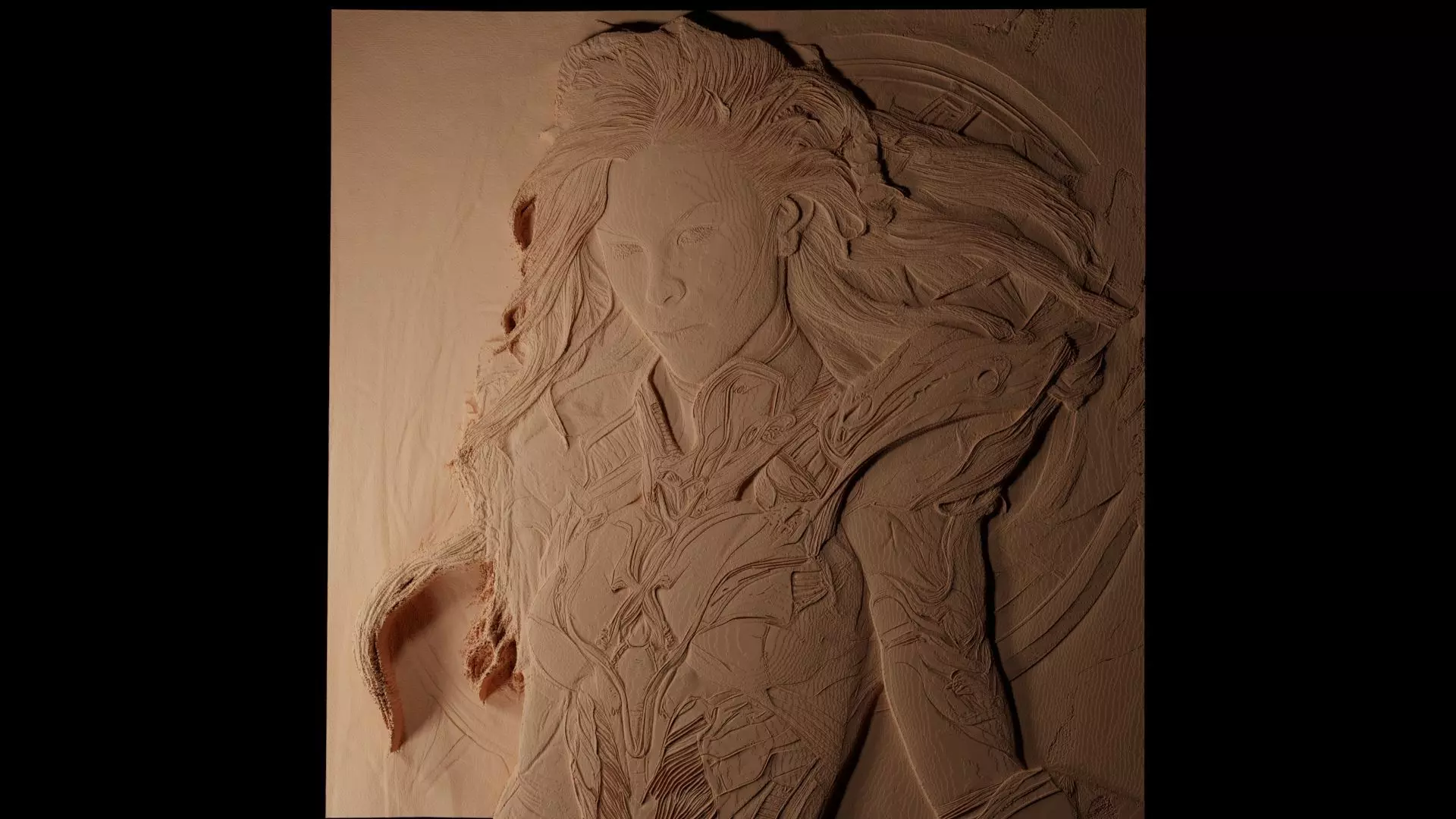 Sarah Kerrigan StarCraft CNC 3d Print High Relief Sand Casting 3D print model_0