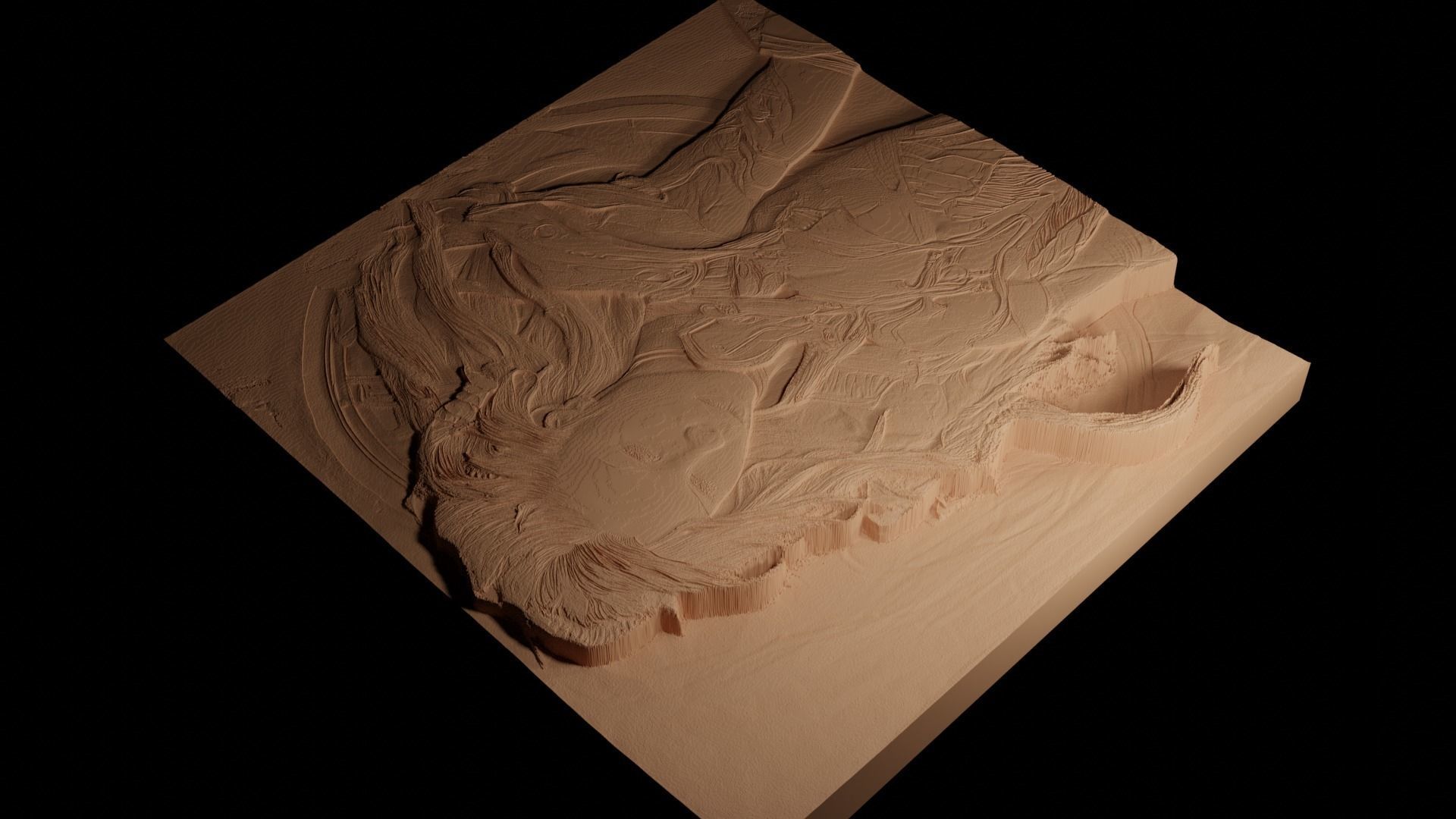 Sarah Kerrigan StarCraft CNC 3d Print High Relief Sand Casting 3D print model_4