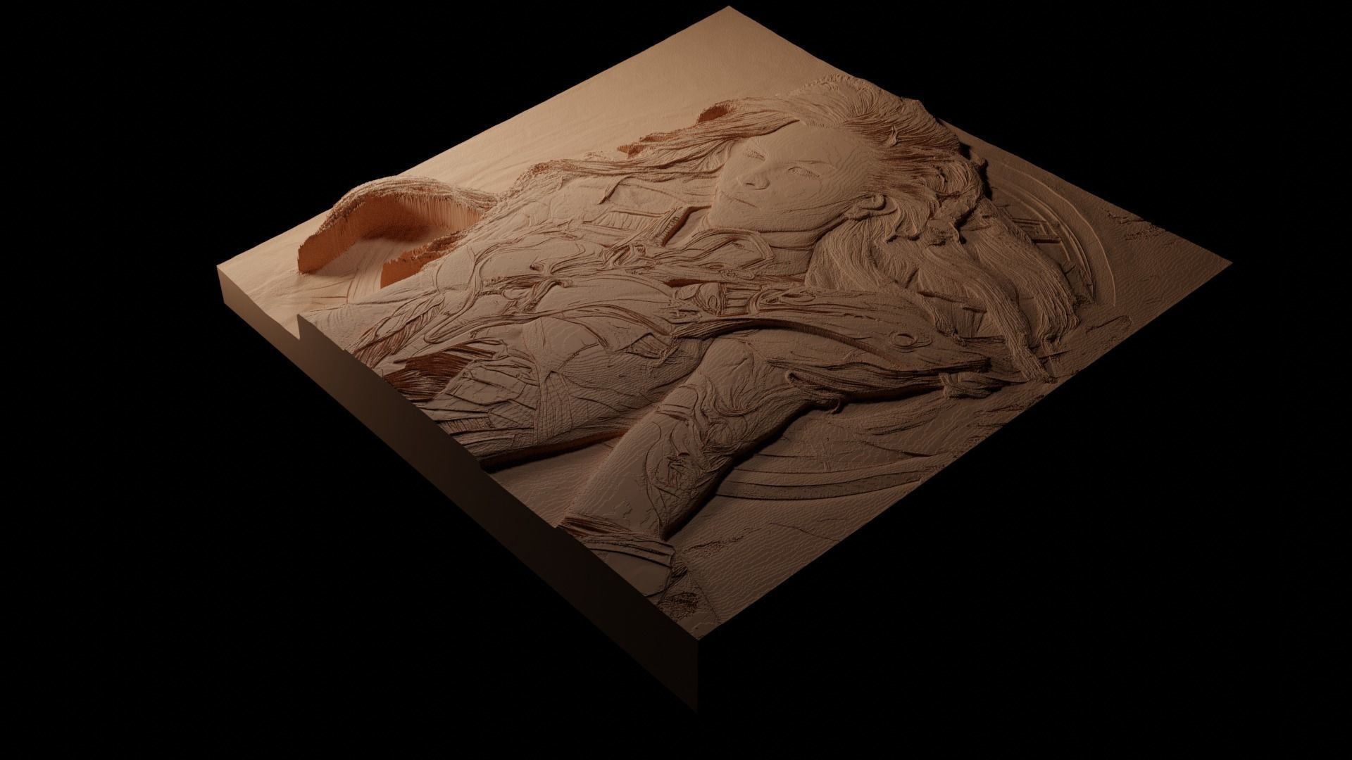 Sarah Kerrigan StarCraft CNC 3d Print High Relief Sand Casting 3D print model_1