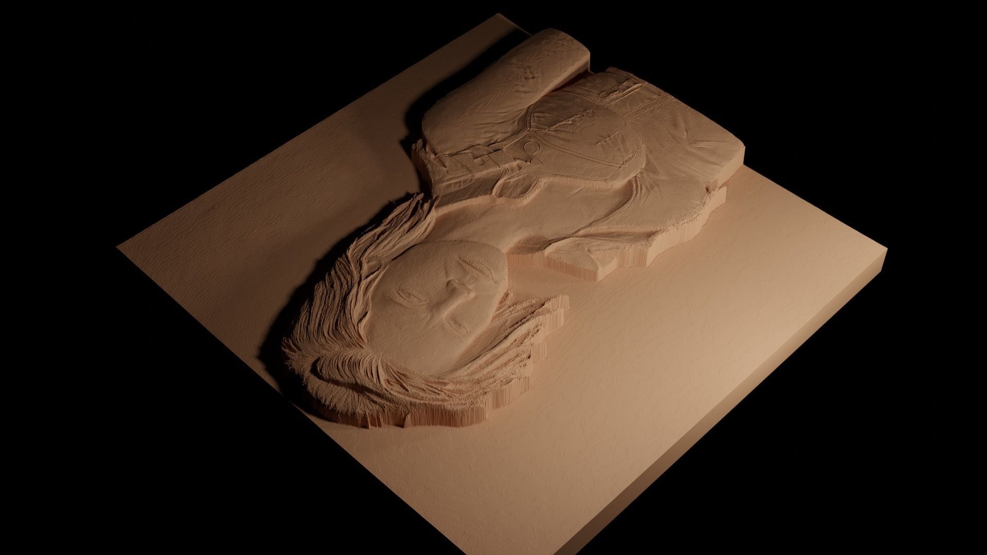 Sarah Connor Terminator CNC 3d Print High Relief Sand Casting 3D print model_4