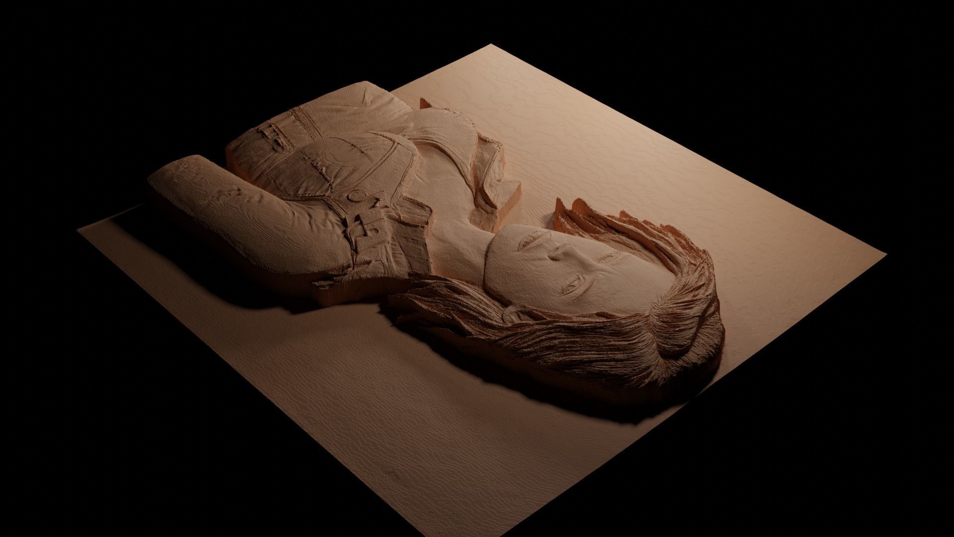 Sarah Connor Terminator CNC 3d Print High Relief Sand Casting 3D print model_3