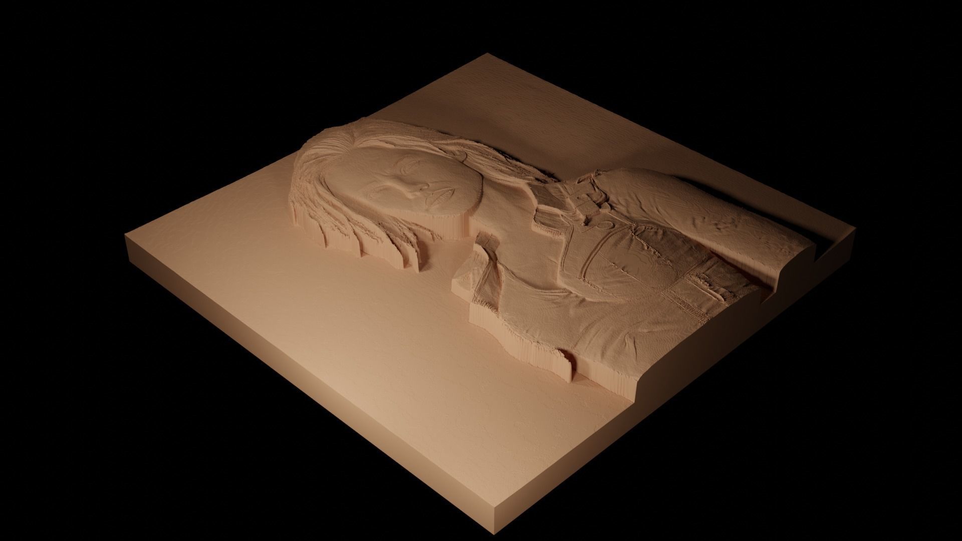 Sarah Connor Terminator CNC 3d Print High Relief Sand Casting 3D print model_2