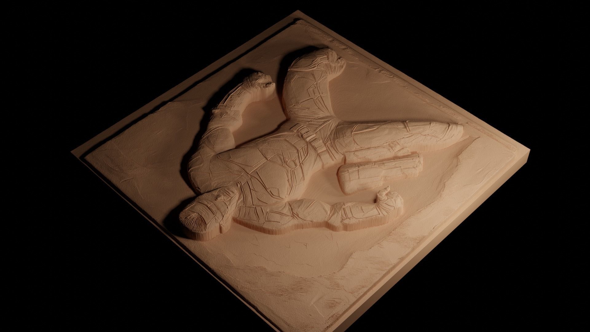 Sam Fisher Splinter Cell CNC 3d Print High Relief Sand Casting 3D print model_4