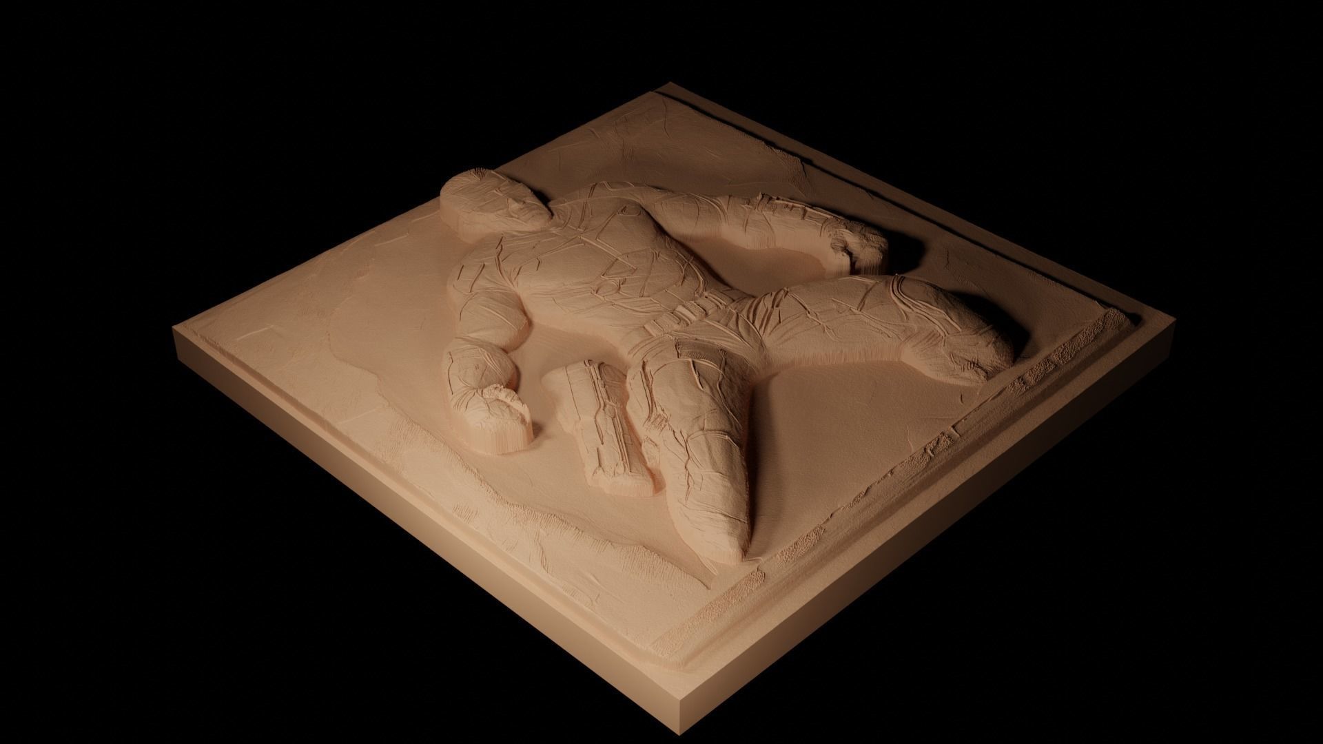 Sam Fisher Splinter Cell CNC 3d Print High Relief Sand Casting 3D print model_2