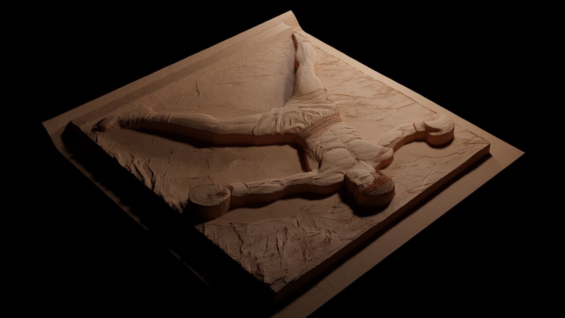 Rocky Balboa CNC 3d Print High Relief Sand Casting 3D print model_3