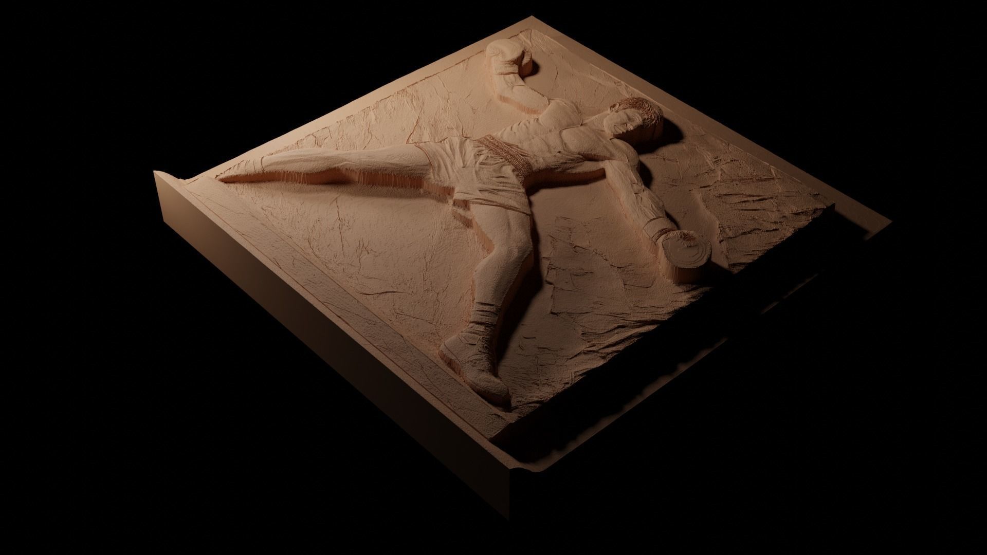 Rocky Balboa CNC 3d Print High Relief Sand Casting 3D print model_1