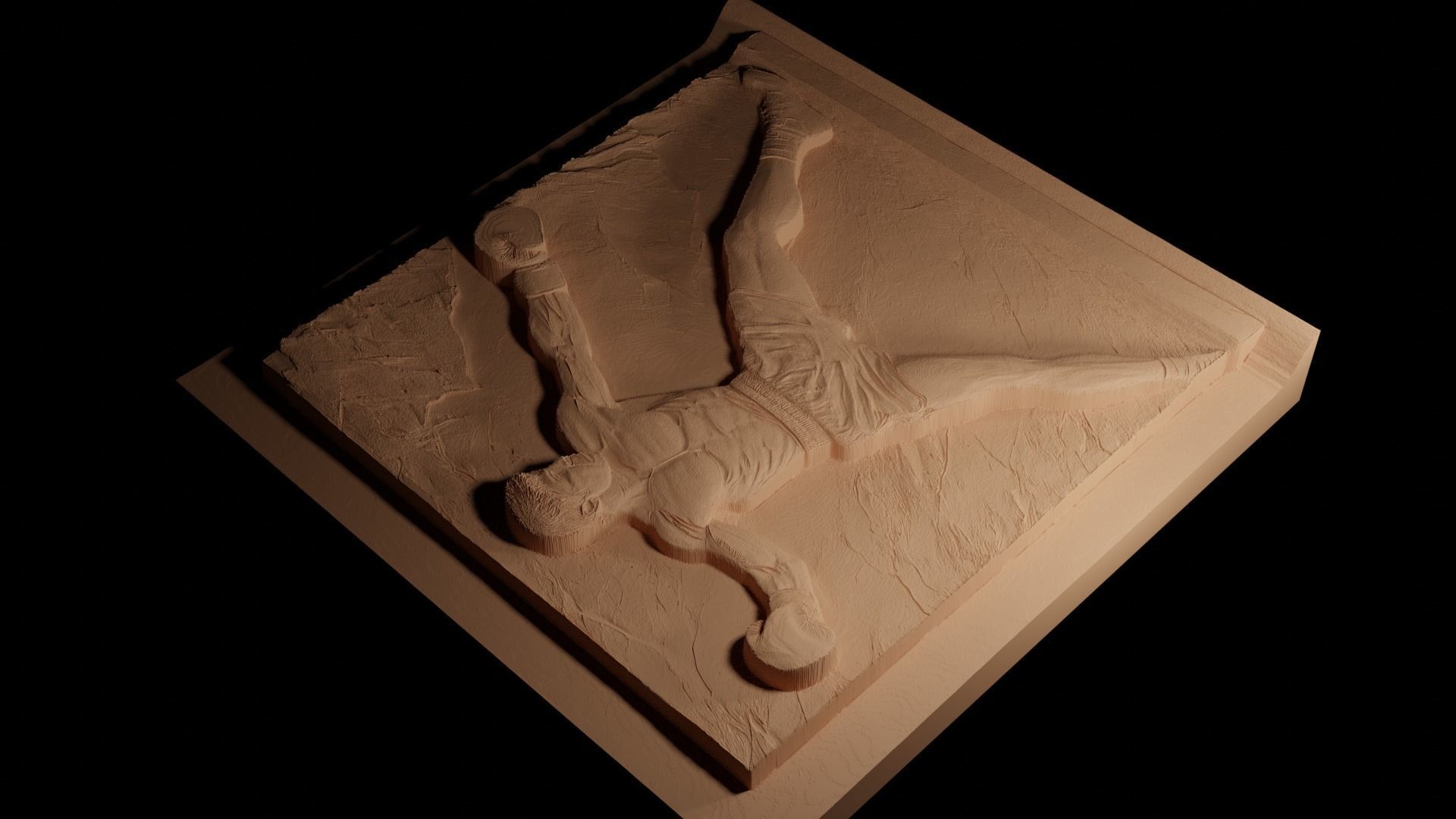 Rocky Balboa CNC 3d Print High Relief Sand Casting 3D print model_4