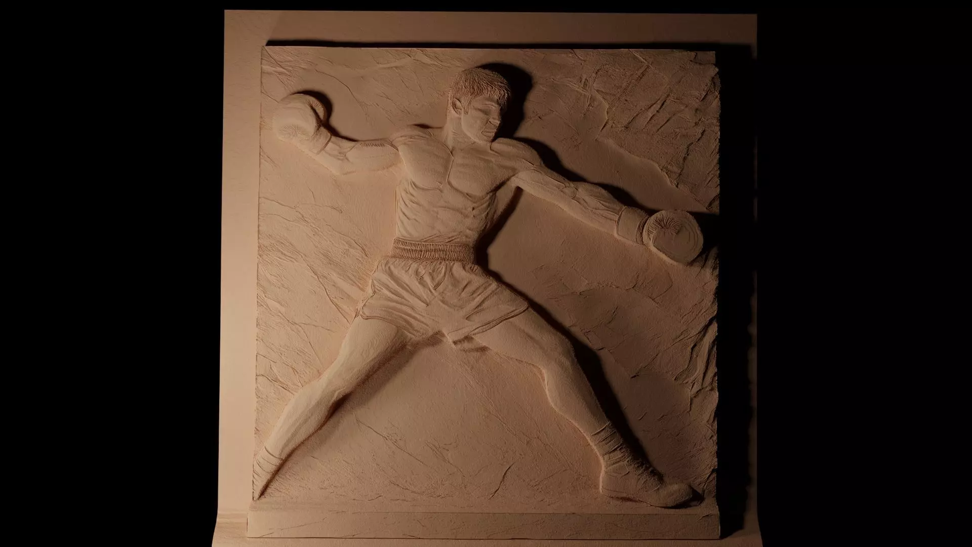 Rocky Balboa CNC 3d Print High Relief Sand Casting 3D print model_0