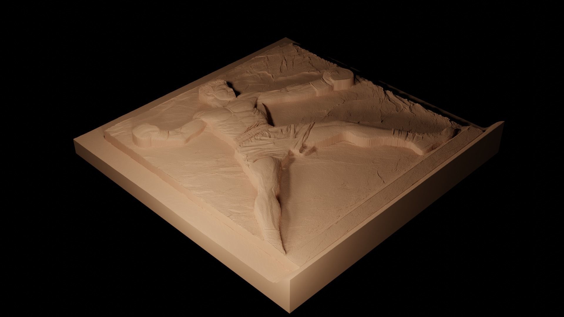 Rocky Balboa CNC 3d Print High Relief Sand Casting 3D print model_2