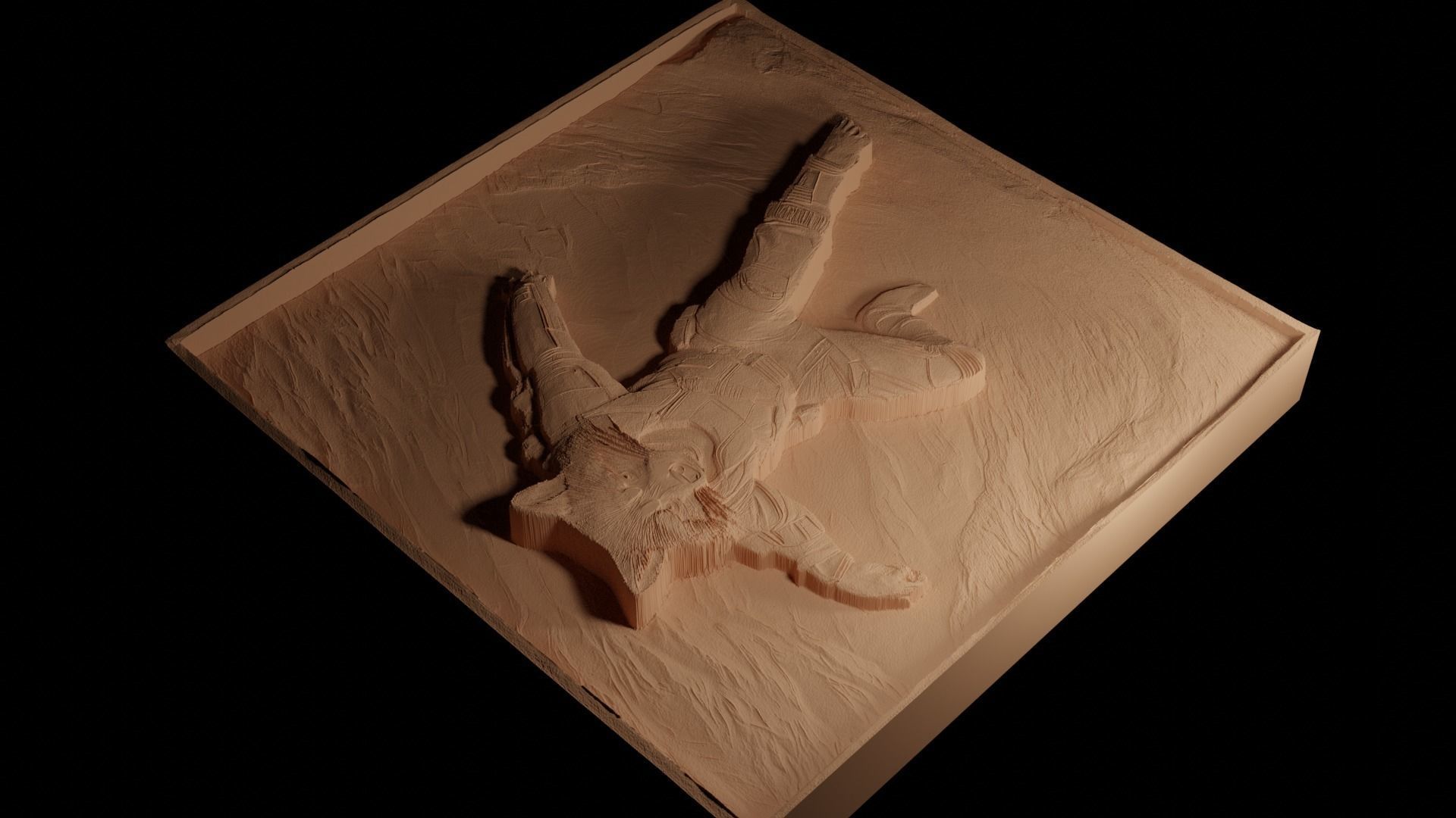 Rocket Raccoon CNC 3d Print High Relief Sand Casting 3D print model_4