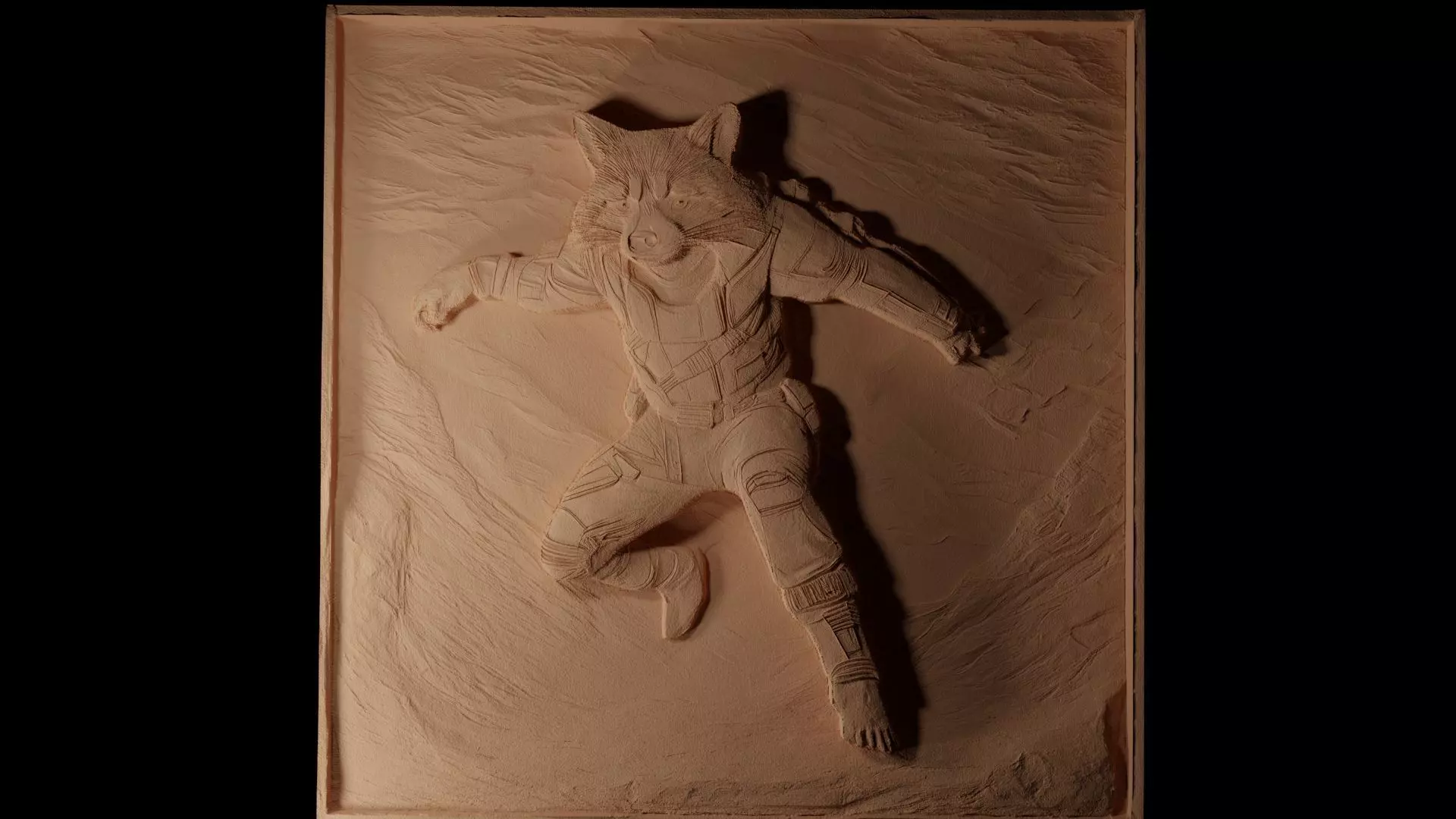 Rocket Raccoon CNC 3d Print High Relief Sand Casting 3D print model_0