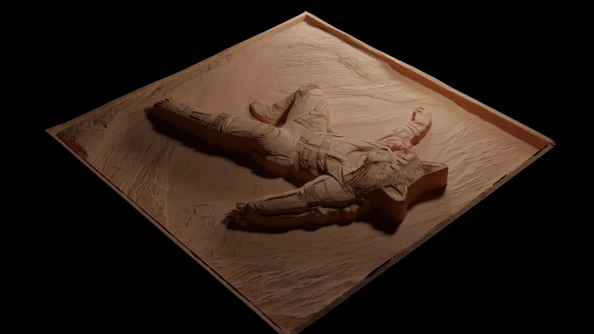 Rocket Raccoon CNC 3d Print High Relief Sand Casting 3D print model_3