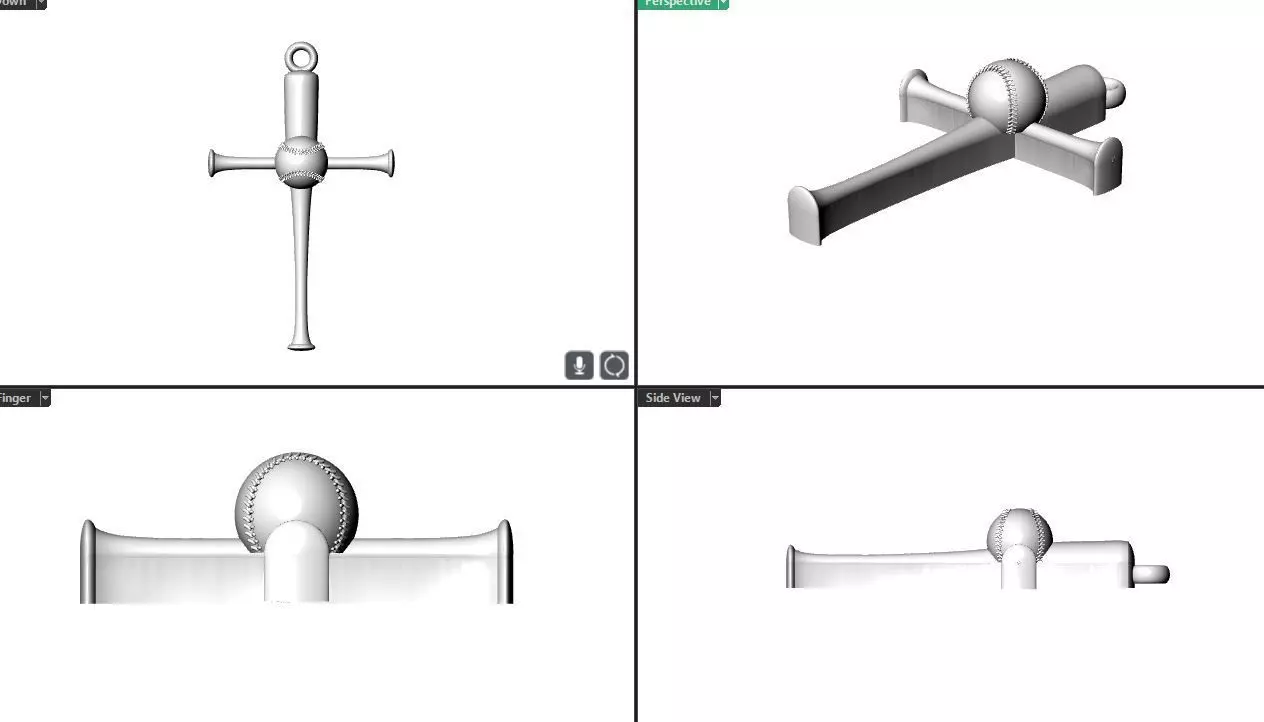 Baseball cross 3D print model_0