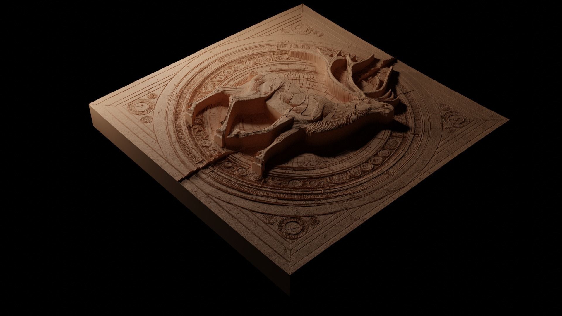 Reindeer CNC 3d Print High Relief Sand Casting 3D print model_1