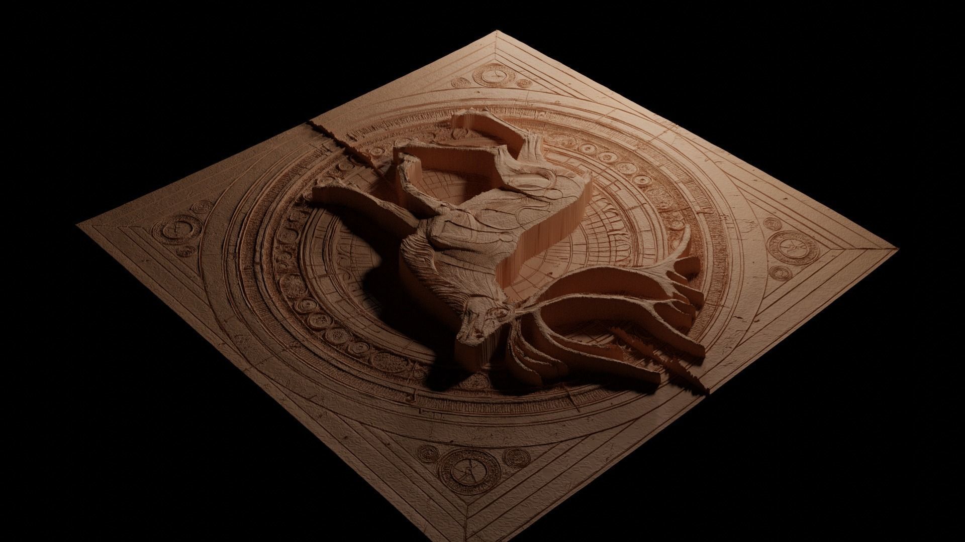 Reindeer CNC 3d Print High Relief Sand Casting 3D print model_3