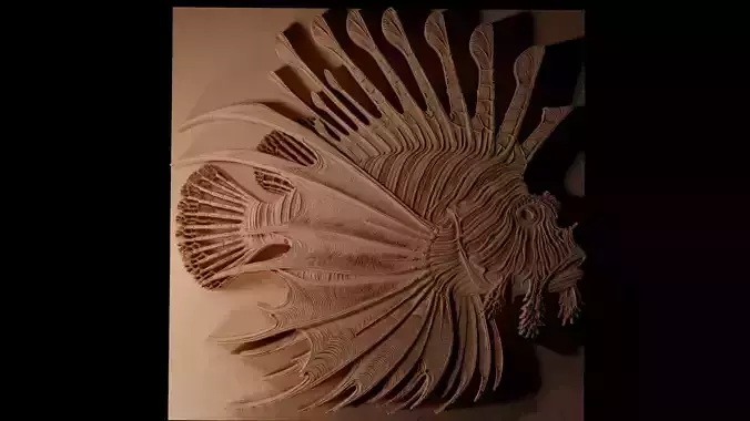 Red Lionfish CNC 3d Print High Relief Sand Casting