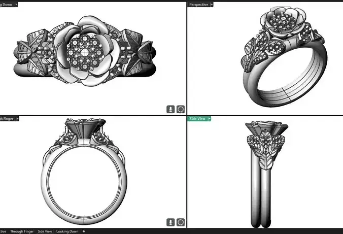 Rose Bud ring 3D print model