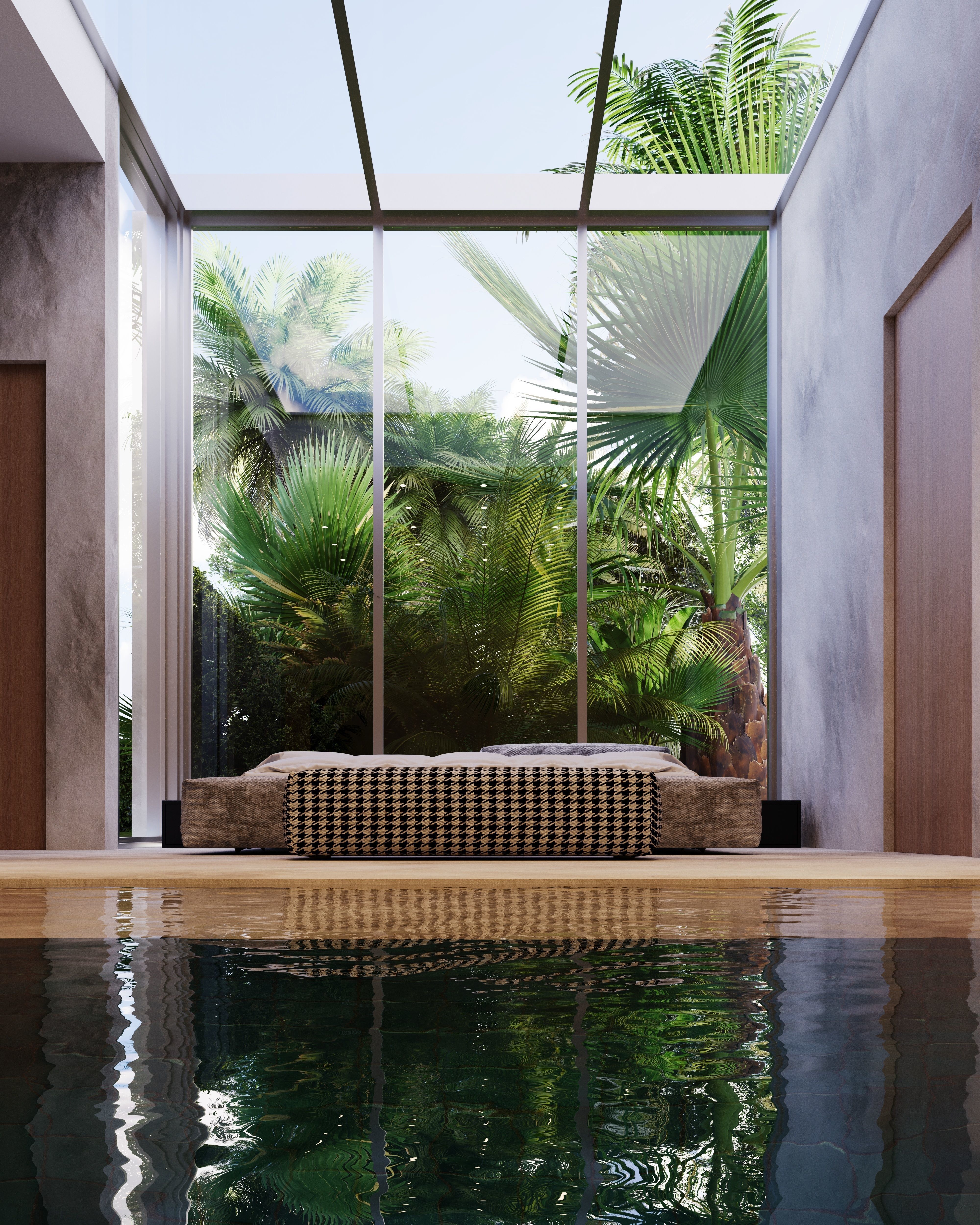 Bedroom with pool 3D model_2