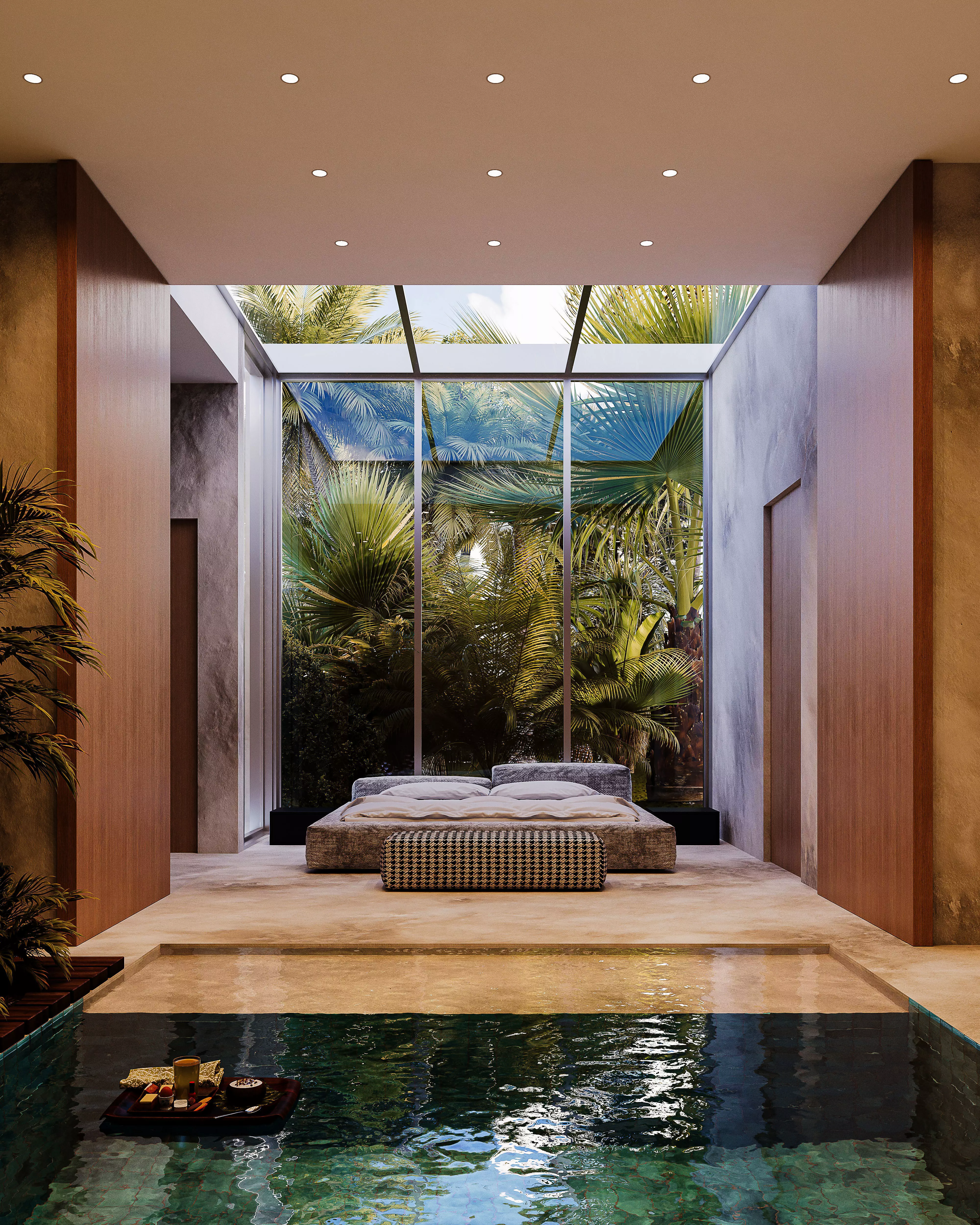 Bedroom with pool 3D model_0