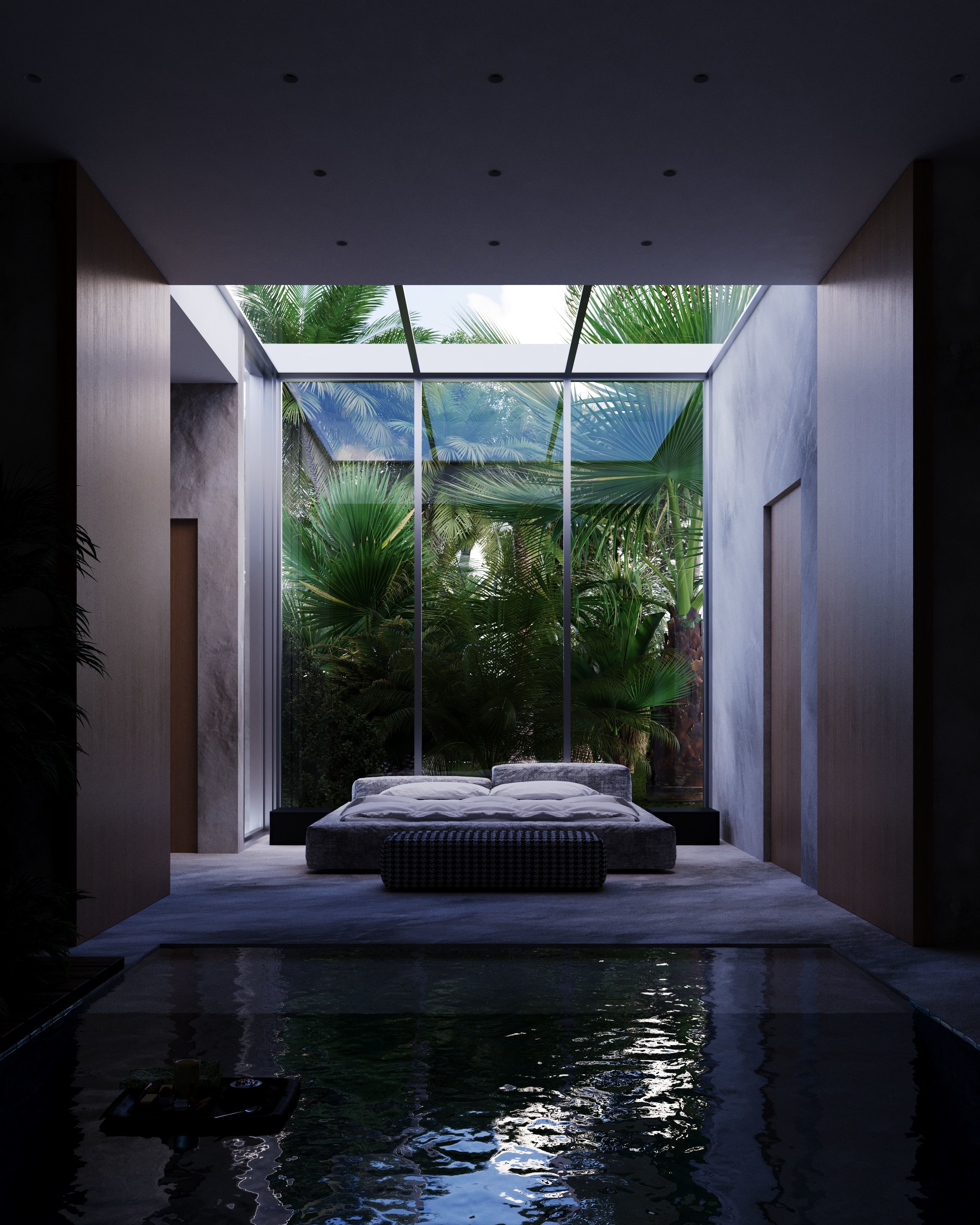 Bedroom with pool 3D model_1