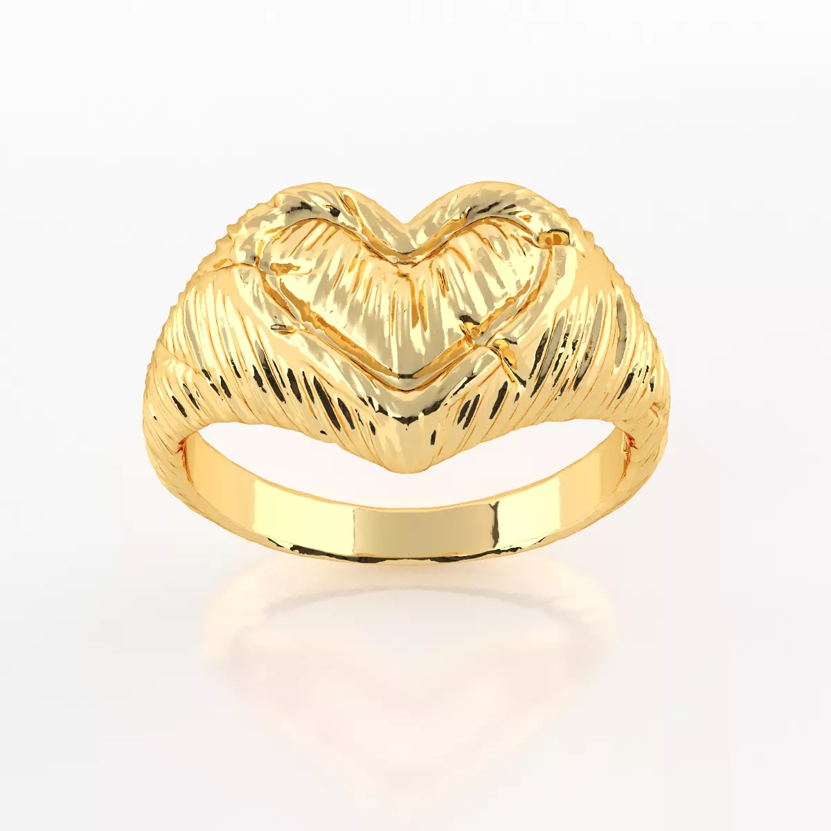 Rustic heart ring 3D print model_0