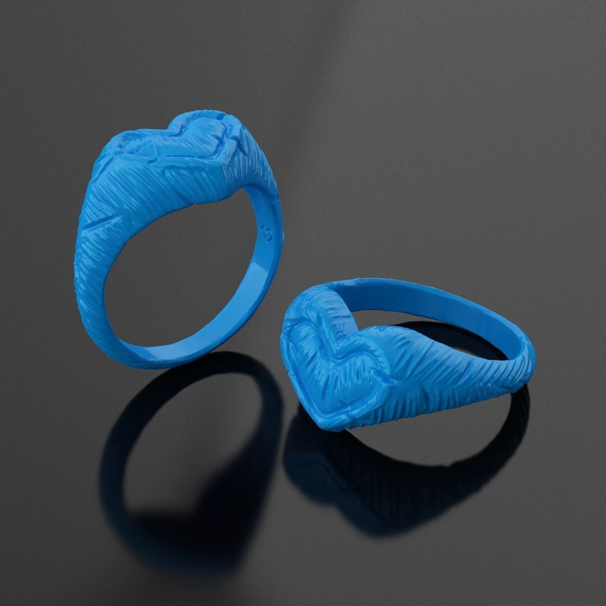 Rustic heart ring 3D print model_4