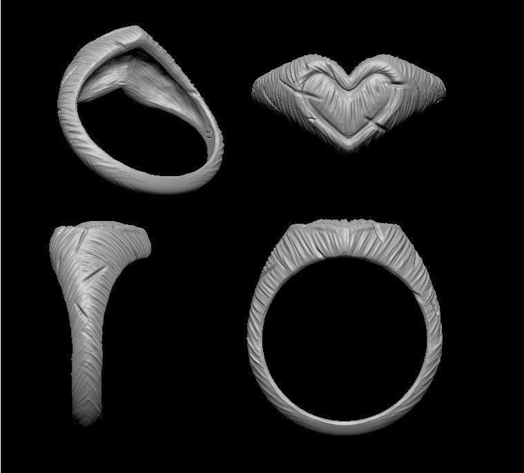 Rustic heart ring 3D print model_6
