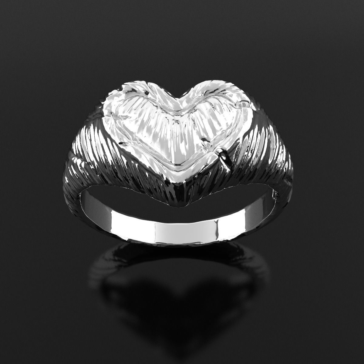 Rustic heart ring 3D print model_1