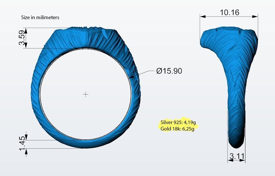 Rustic heart ring 3D print model_7