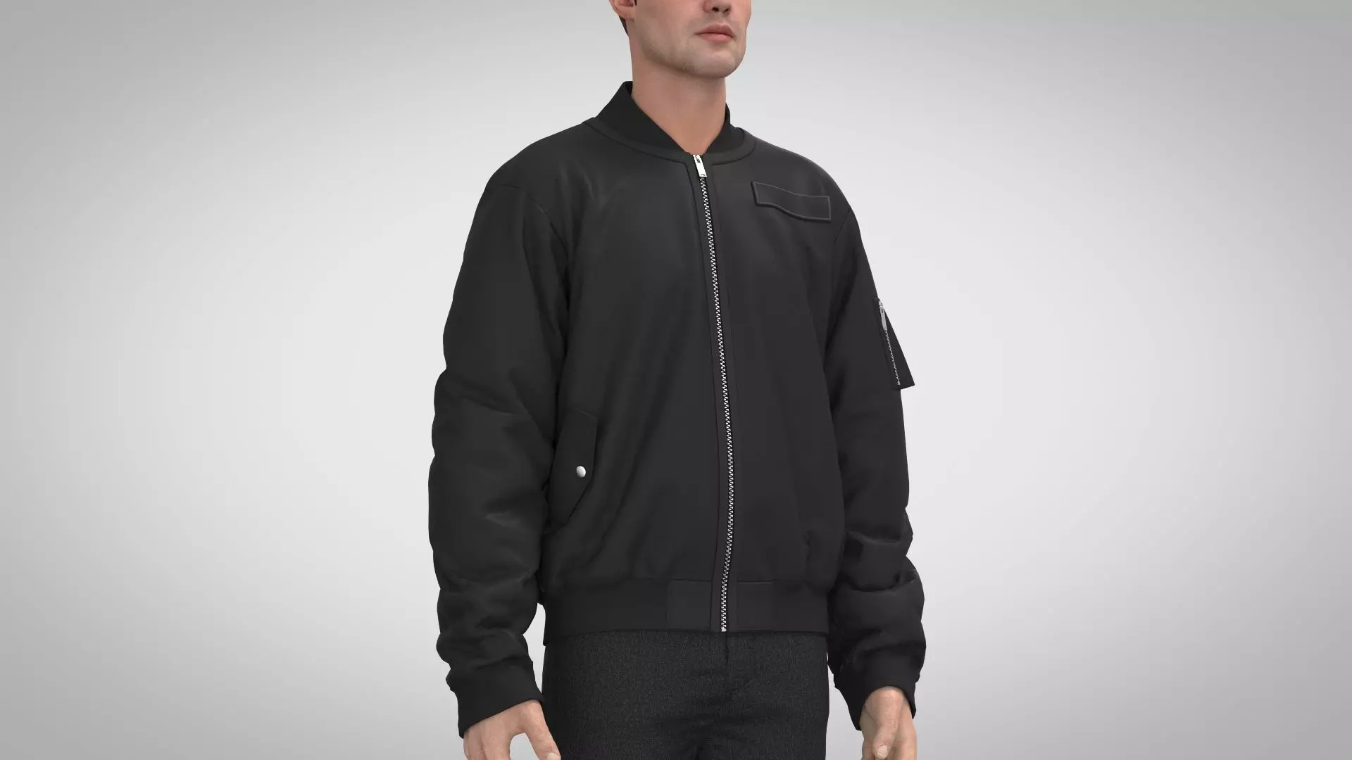 Gathered Sleeve Bomber Jacket 3D model