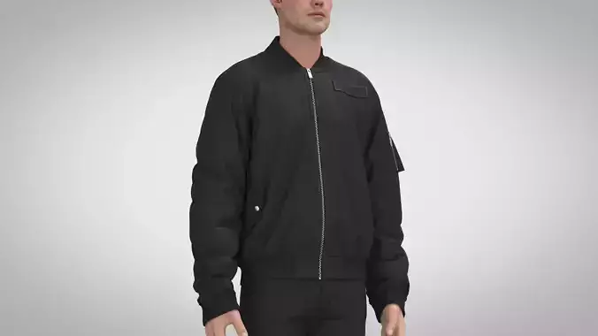 Gathered Sleeve Bomber Jacket