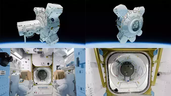ISS Quest Joint Airlock Exterior Interior Low Poly