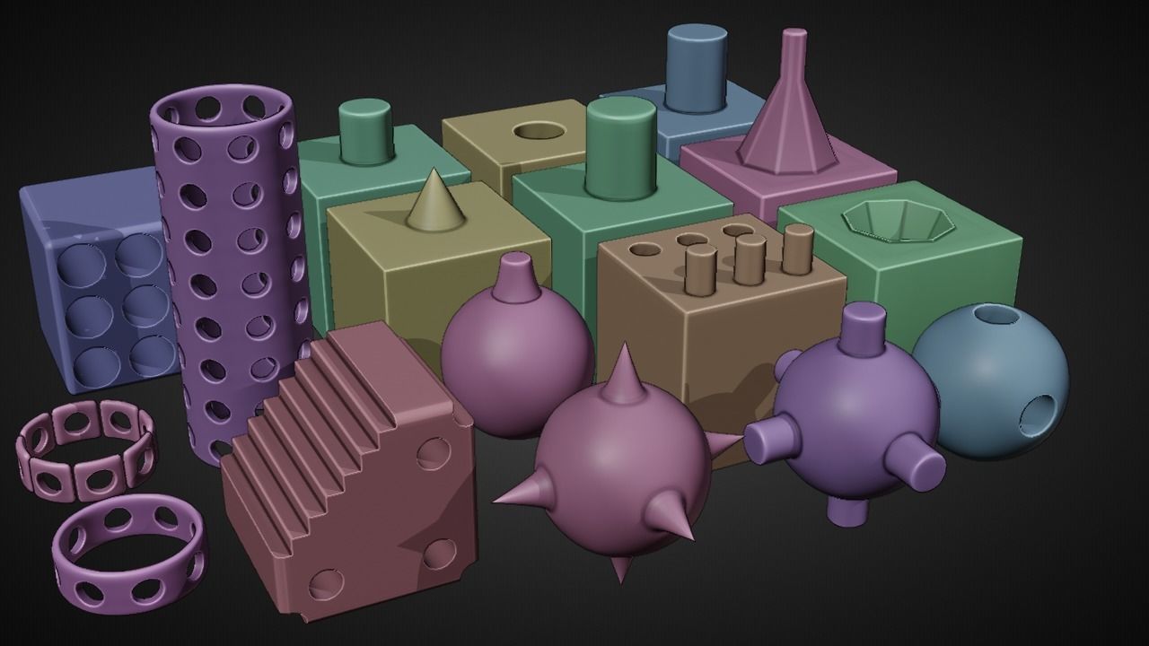 Male and female hard surface shapes 3d 2024 3D model_5