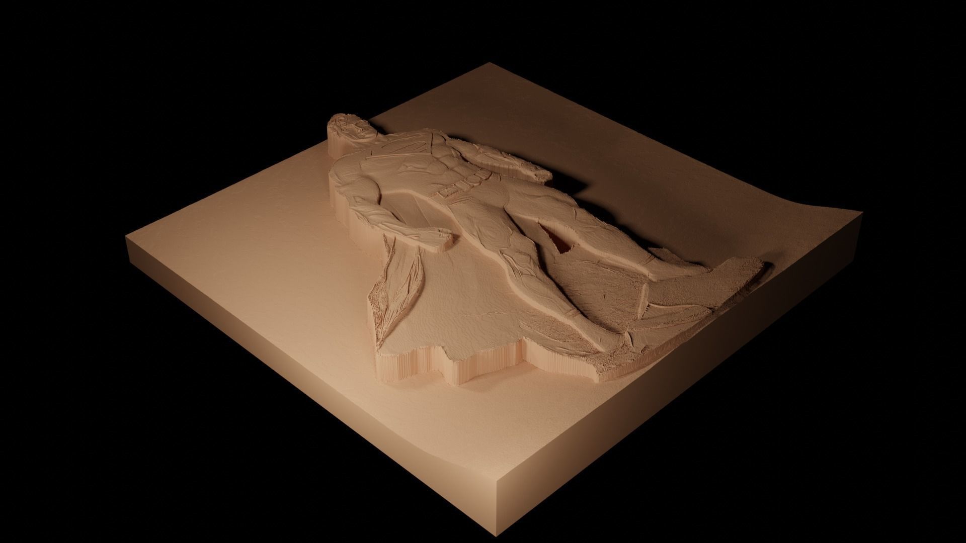 Superman CNC 3d Print High Relief Sand Casting 3D print model_2