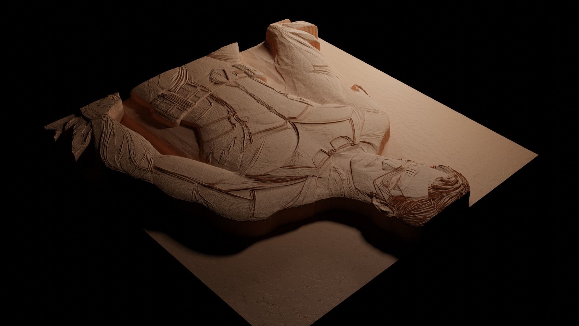 Nightwing CNC 3d Print High Relief Sand Casting 3D print model_3