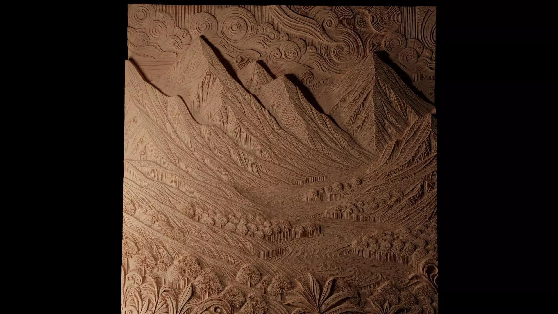 landscape CNC 3d Print High Relief Sand Casting 3D print model_0