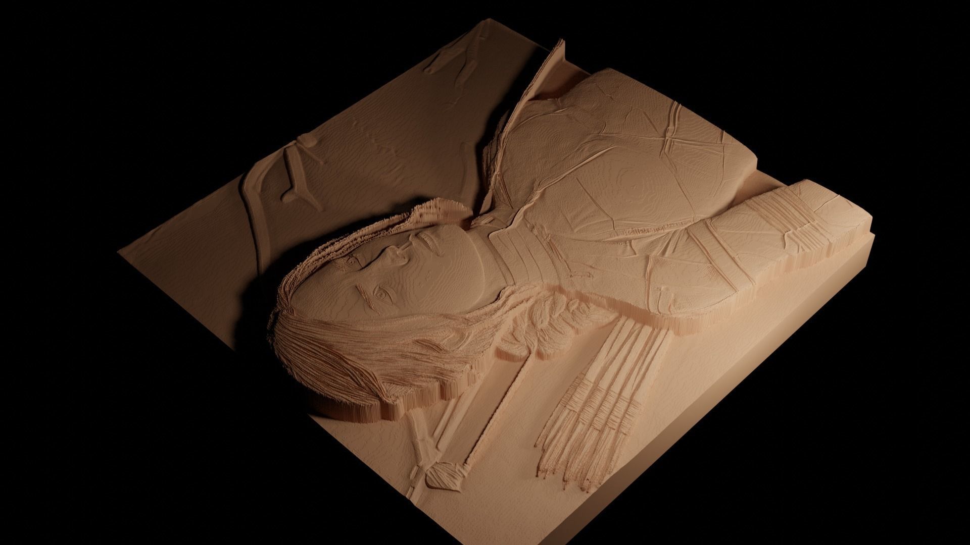 Katniss Everdeen Hunger Games CNC Print High Relief Sand Casting 3D print model_4