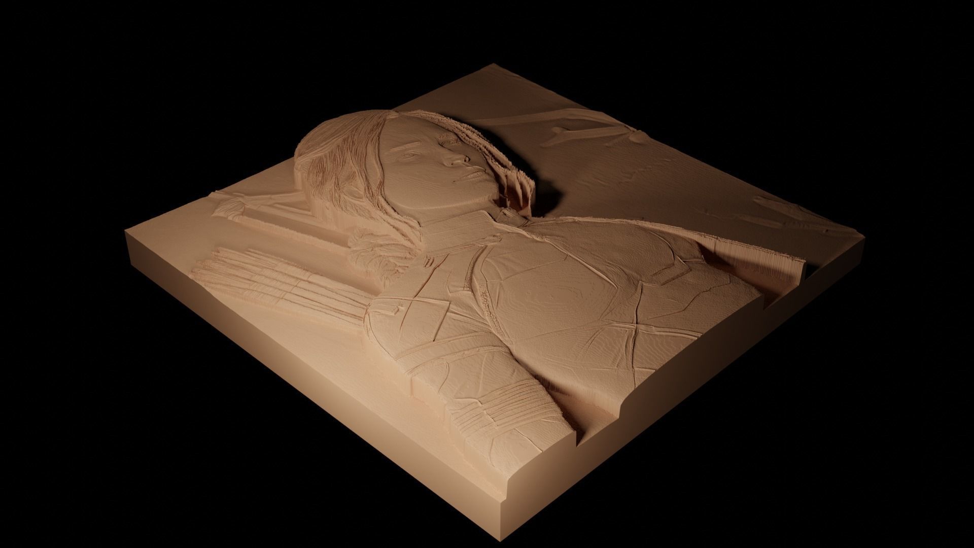 Katniss Everdeen Hunger Games CNC Print High Relief Sand Casting 3D print model_2