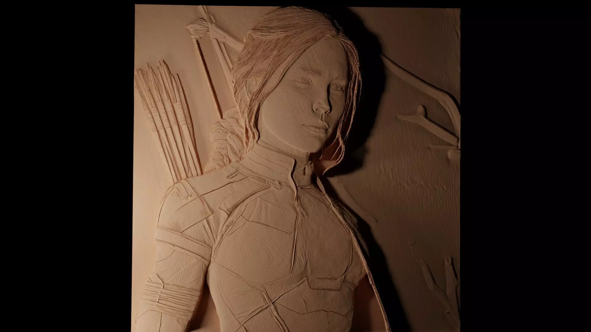 Katniss Everdeen Hunger Games CNC Print High Relief Sand Casting 3D print model_0