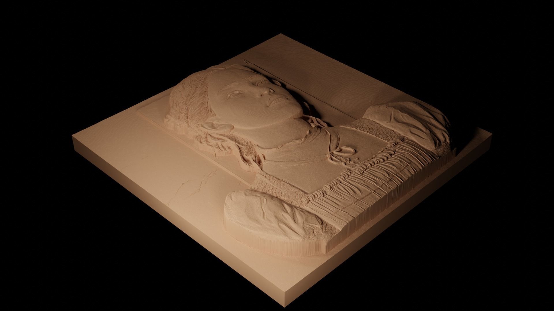 Jo March Little Women CNC 3d Print High Relief Sand Casting 3D print model_2