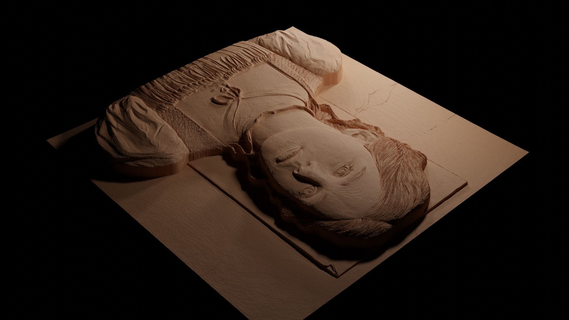 Jo March Little Women CNC 3d Print High Relief Sand Casting 3D print model_3